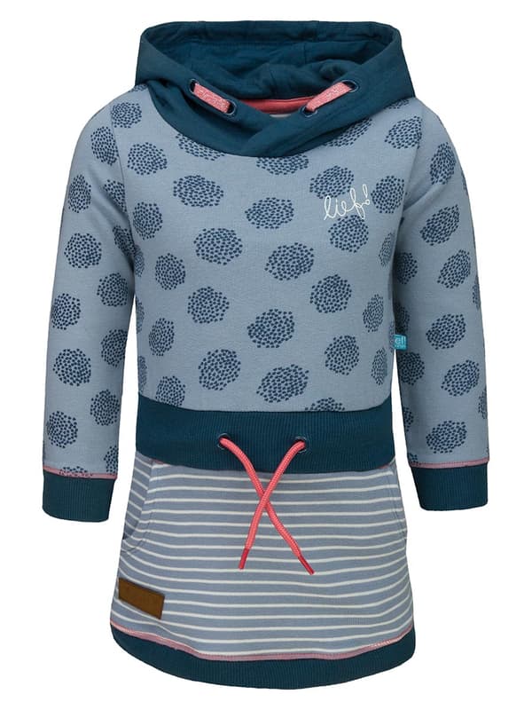 Tyttöjen sininen hupullinen mekko Lief
