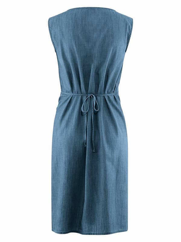 Midi-denim graviditetskjole med navlemønster