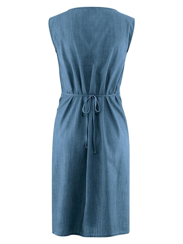 Midi-denim graviditetskjole med navlemønster