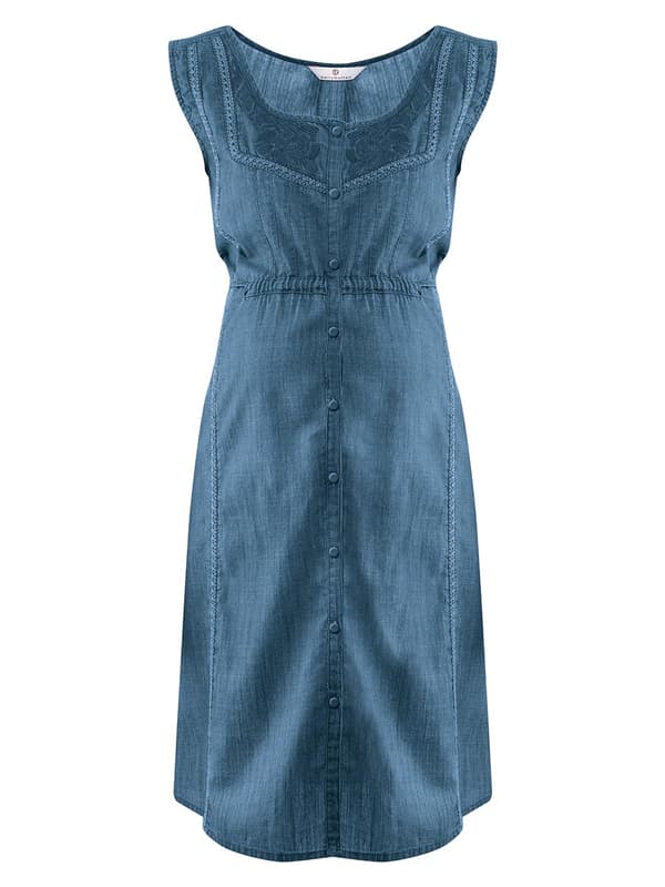 Midi-denim graviditetskjole med navlemønster