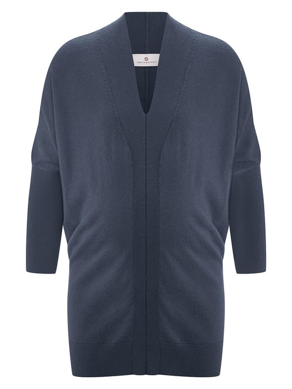 Dame marineblå sweaterkjole med navlemønster til gravide