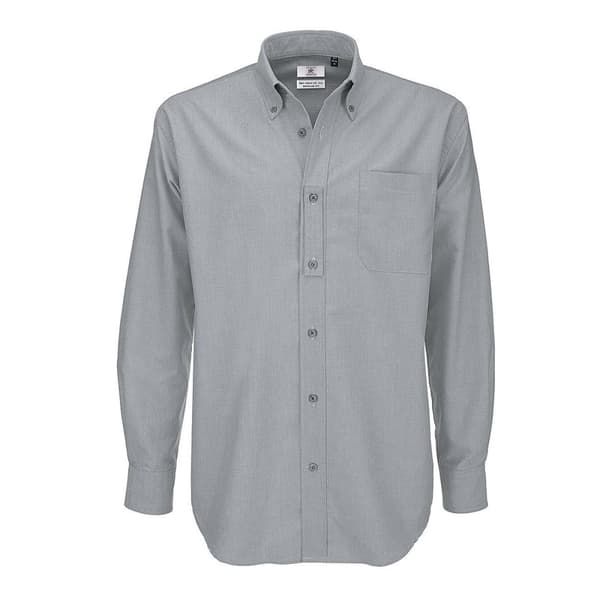 B&C Oxford långärmad skjorta för män / Skjortor för män Silver Moon S