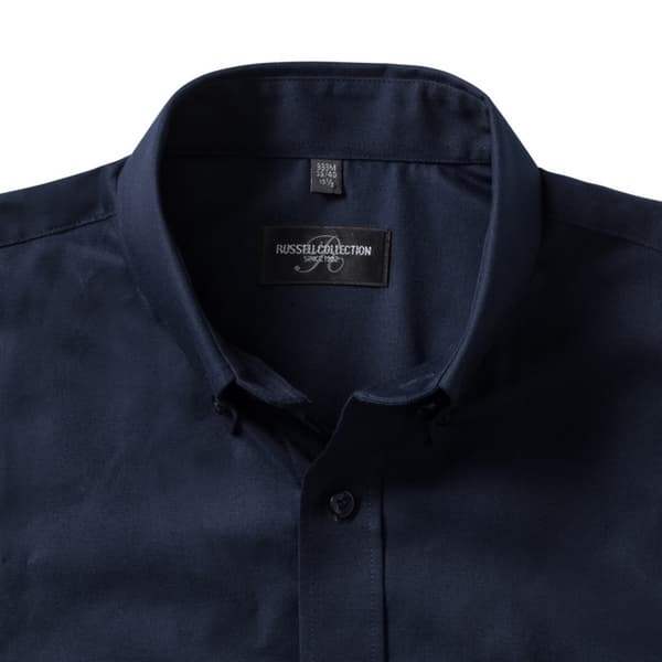 Russell Collection Mens Short Sleeve Easy Care Oxford Shirt