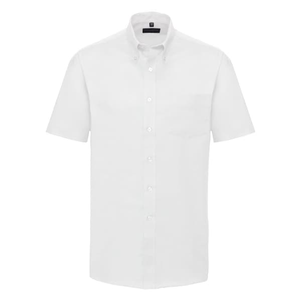 Russell Collection Mens Short Sleeve Easy Care Oxford Shirt