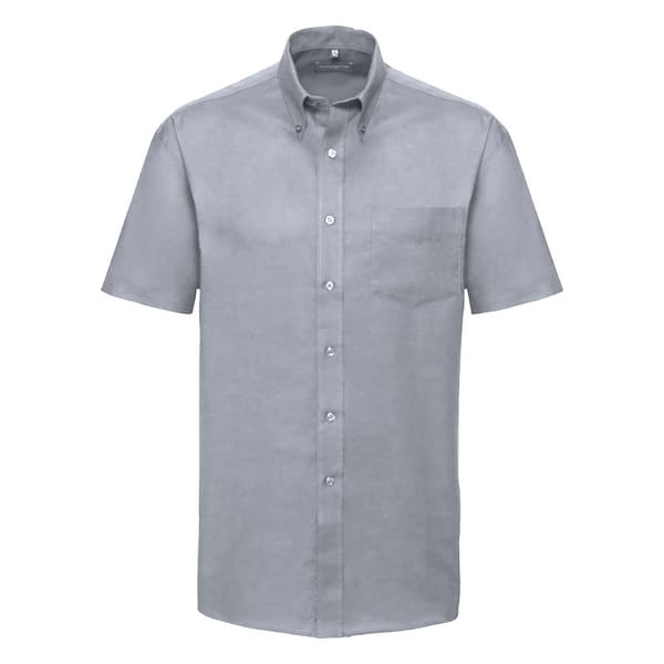 Russell Collection Mens Short Sleeve Easy Care Oxford Shirt
