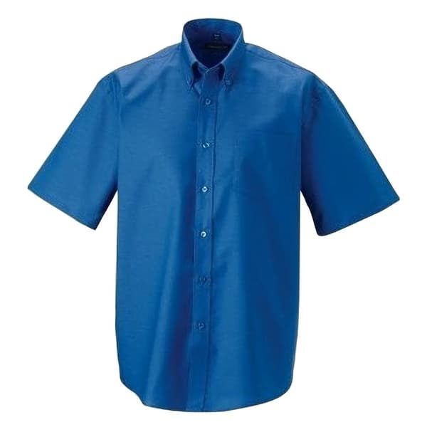 Russell Collection Mens Short Sleeve Easy Care Oxford Shirt