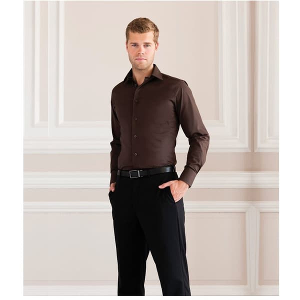 Russell Collection Mens Long Sleeve Easy Care Fitted Shirt