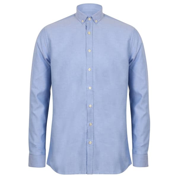 Henbury Modern långärmad Oxford-skjorta för män