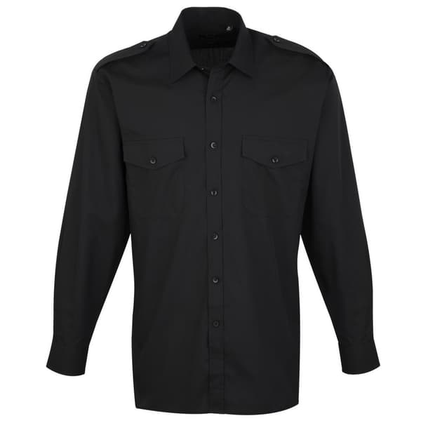 Premier Mens Long Sleeve Pilot Plain Work Shirt