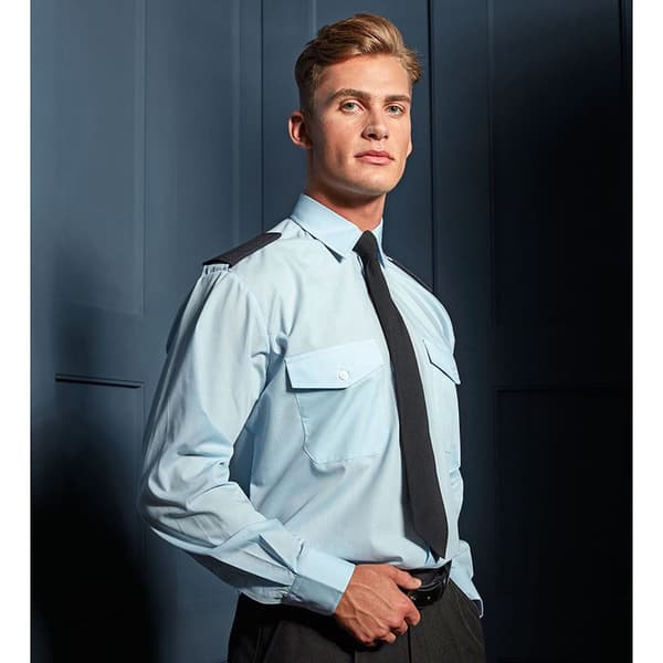 Premier Mens Long Sleeve Pilot Plain Work Shirt