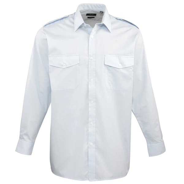 Premier Mens Long Sleeve Pilot Plain Work Shirt