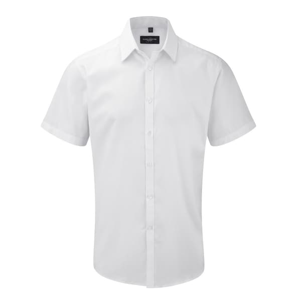 Russell Mens Short Sleeve Herringbone Work Shirt