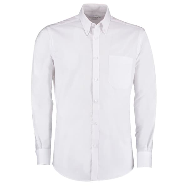 Kustom Kit Slim Fit stretch langærmet Oxford-skjorte til mænd