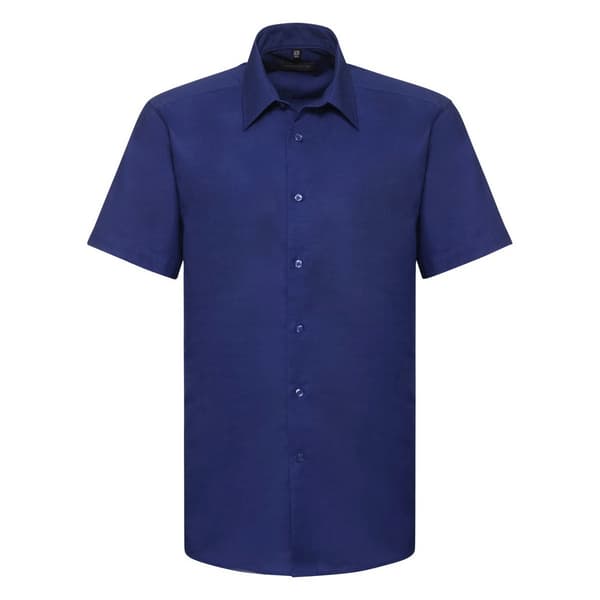 Russell Collection Mens Short Sleeve Easy Care Tailored Oxford Shirt