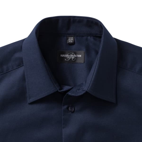 Russell Collection Mens Short Sleeve Easy Care Tailored Oxford Shirt