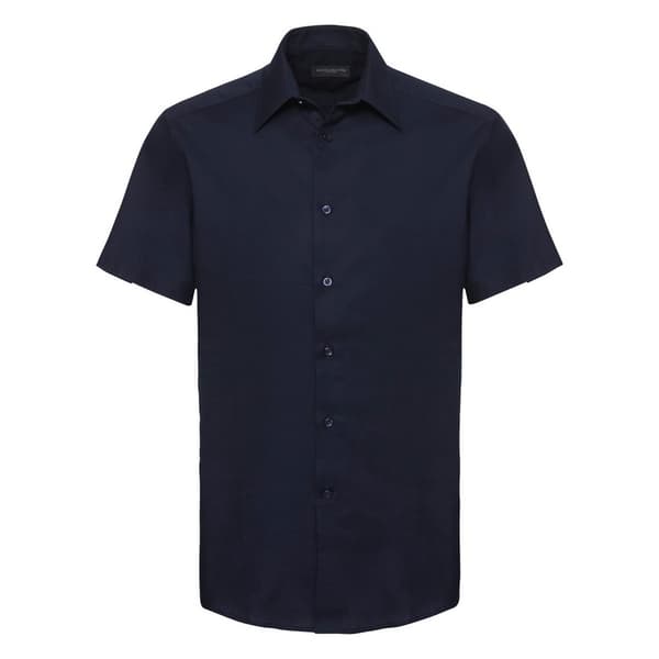 Russell Collection Mens Short Sleeve Easy Care Tailored Oxford Shirt