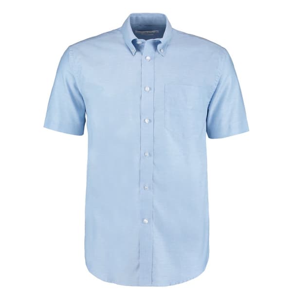 Kustom Kit Kortärmad Oxford-skjorta med kort ärm för män på arbetsplatsen Light Blue 14in
