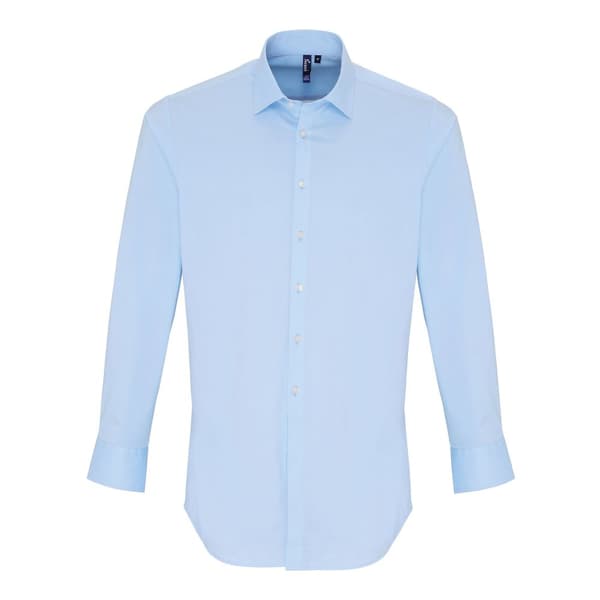 Premier Mens Stretch Fit Poplin långärmad skjorta