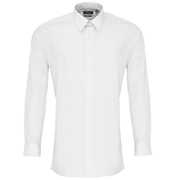 Premier Mens Long Sleeve Fitted Poplin Work Shirt