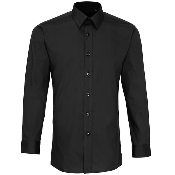Premier Mens Long Sleeve Fitted Poplin Work Shirt