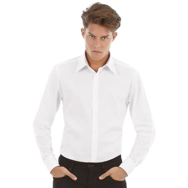Kustom Kit Långärmad skjorta i Oxford Twill för män