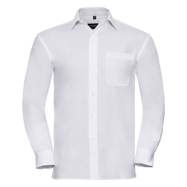 Russell Mens Long Sleeve Pure Cotton Work Shirt White S