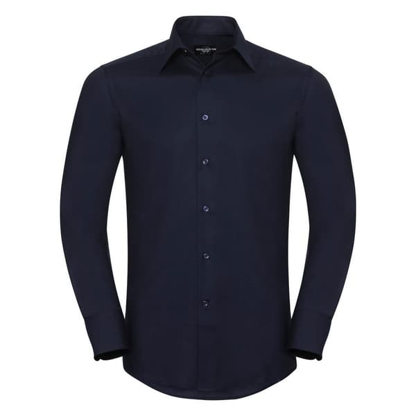 Russell Collection Mens Long Sleeve Easy Care Tailored Oxford Shirt med lång ärm och lätt skötsel Bright Navy 19inch
