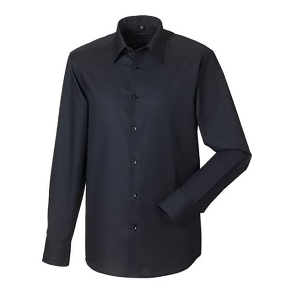 Russell Collection Mens Long Sleeve Easy Care Tailored Oxford Shirt Black 15.5inch