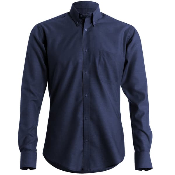 Kustom Kit Mens Slim Fit Long Sleeved Oxford Work Shirt Navy 16
