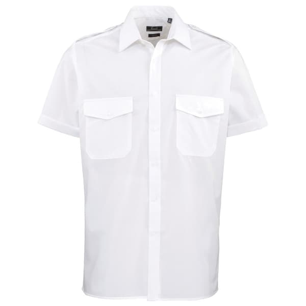 Premier Mens Short Sleeve Pilot Plain Work Shirt