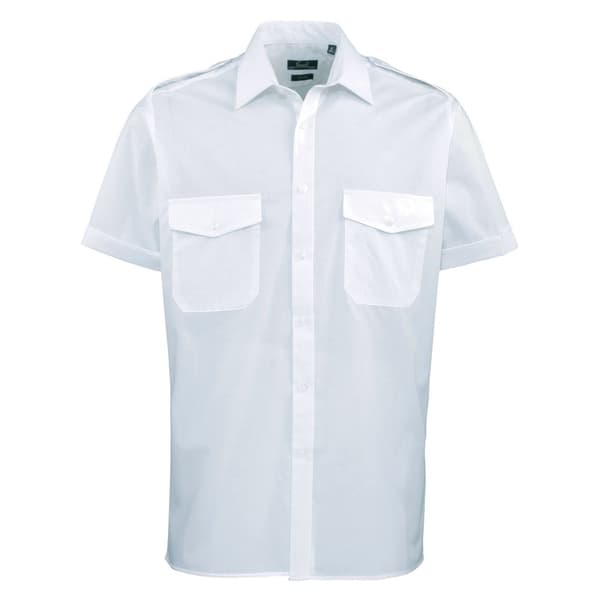 Premier Mens Short Sleeve Pilot Plain Work Shirt
