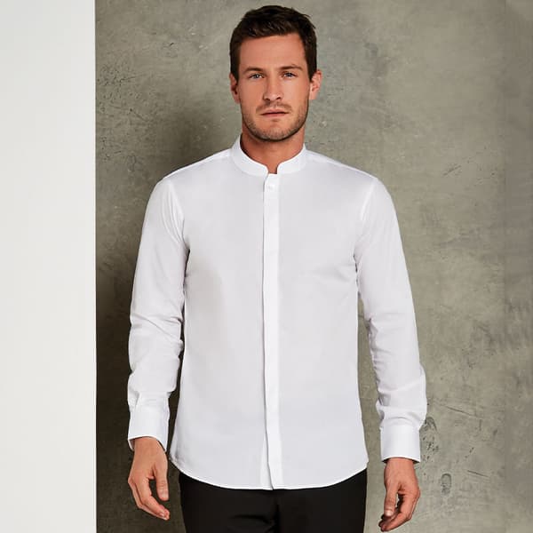 Kustom Kit Mens Mandarin Collar Fitted Long Sleeve Corporate Shirt