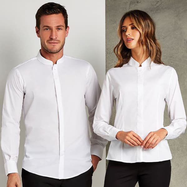 Kustom Kit Mens Mandarin Collar Fitted Long Sleeve Corporate Shirt