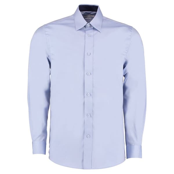 Kustom Kit Kontrast Premium Oxford-skjorta för män Light Blue/Navy S
