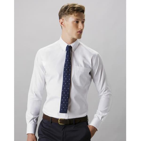 Kustom Kit Långärmad skjorta med skräddarsydd passform Premium Oxford för män