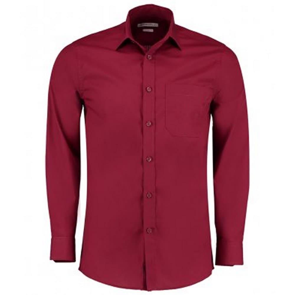 Kustom Kit Långärmad skräddarsydd skjorta i poplin för män med lång ärm