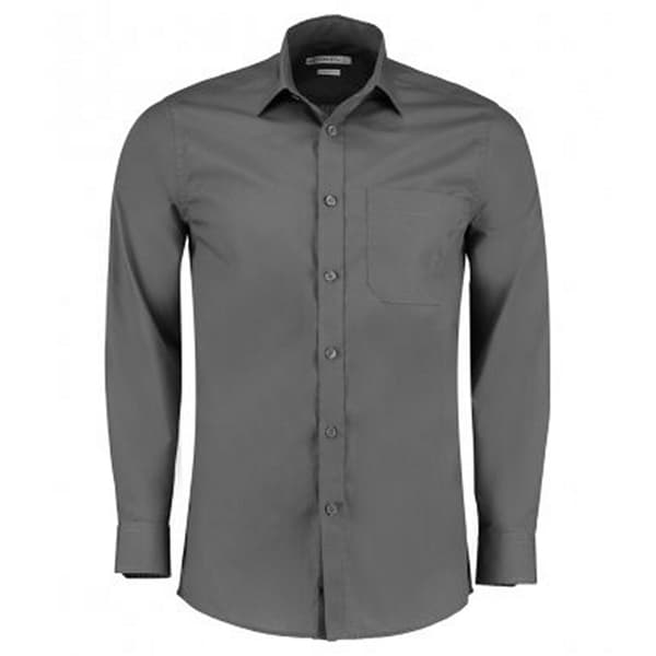 Kustom Kit Mens Long Sleeve Tailored Poplin Shirt