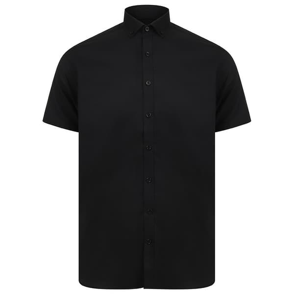 Henbury Mens Modern Short Sleeve Oxford Shirt Black 2XLS