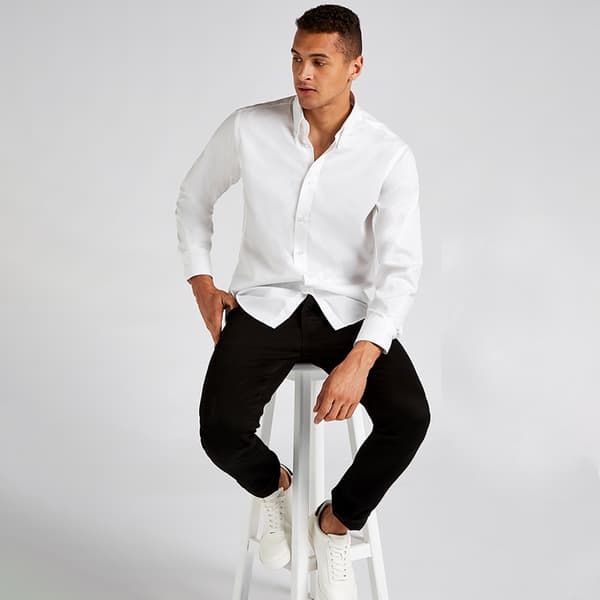 Kustom Kit Mens Tailored Fit Long Sleeved Business Shirt