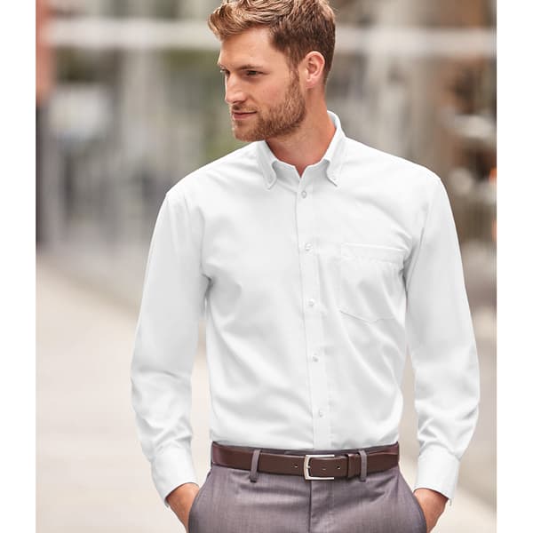Russell Collection Langærmet Ultimate Non-Iron skjorte til mænd