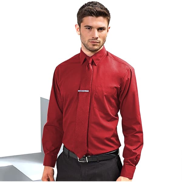 Premier Mens Premier Poplin Long-Sleeved Formal Shirt