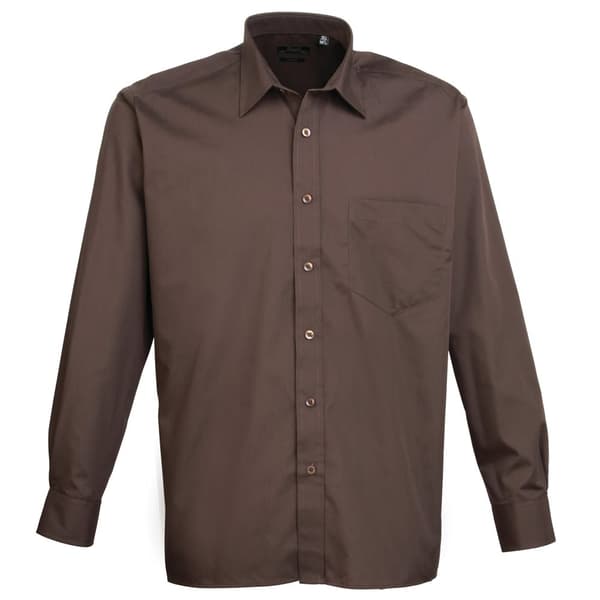 Premier Mens Premier Poplin Long-Sleeved Formal Shirt