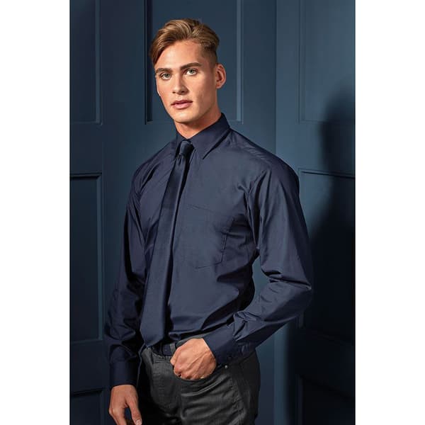Premier Mens Premier Poplin Long-Sleeved Formal Shirt
