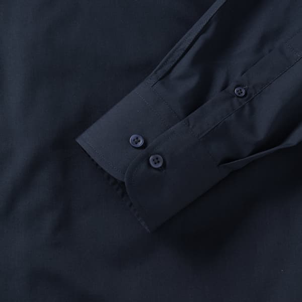 Russell Collection Langærmet poly-bomulds-poplin-skjorte med lang ærme til mænd, der er nem at pleje og skræddersy