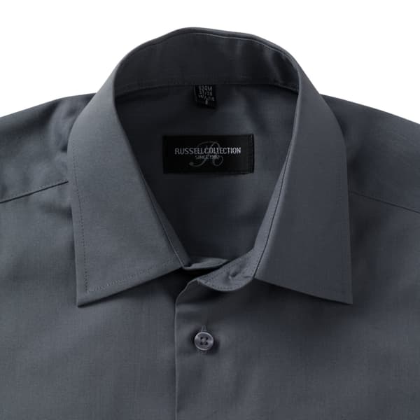 Russell Collection Mens Long Sleeve Poly-Cotton Easy Care Tailored Poplin Shirt