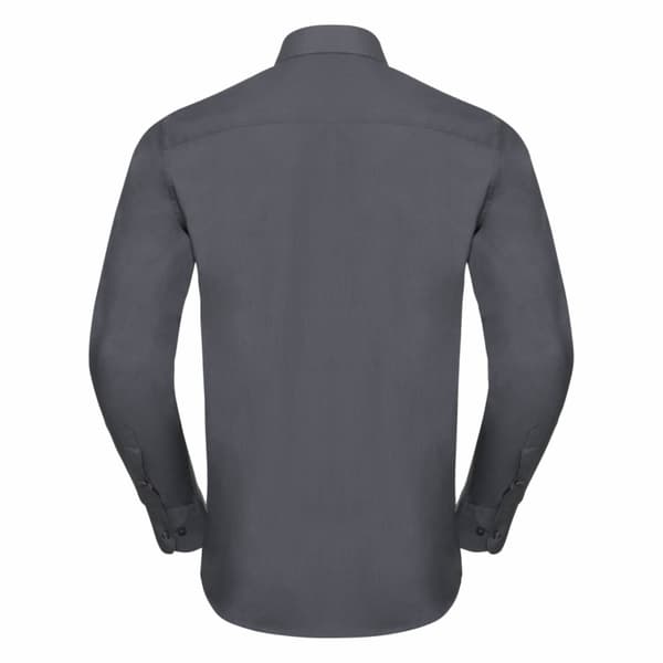 Russell Collection Mens Long Sleeve Poly-Cotton Easy Care Tailored Poplin Shirt