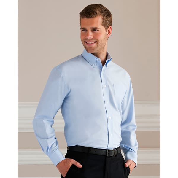 Russell Collection Mens Long Sleeve Easy Care Oxford Shirt
