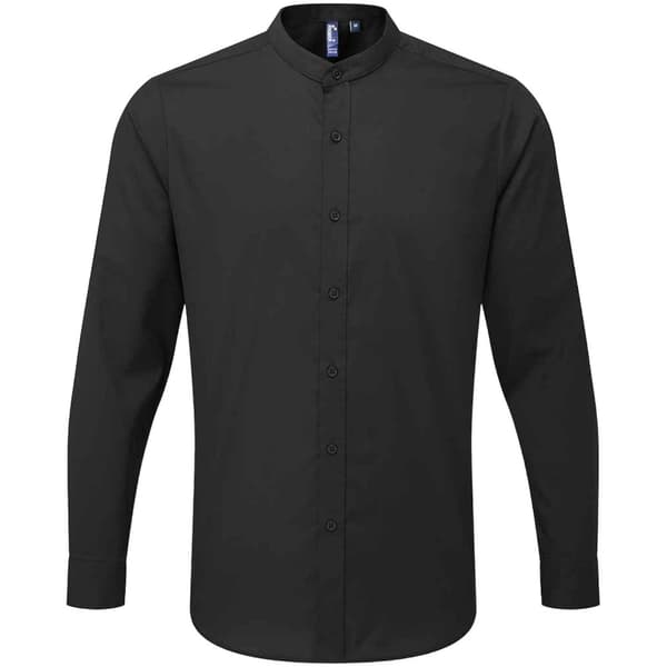 Premier Vuxna Unisex långärmad Grandad-skjorta Black L