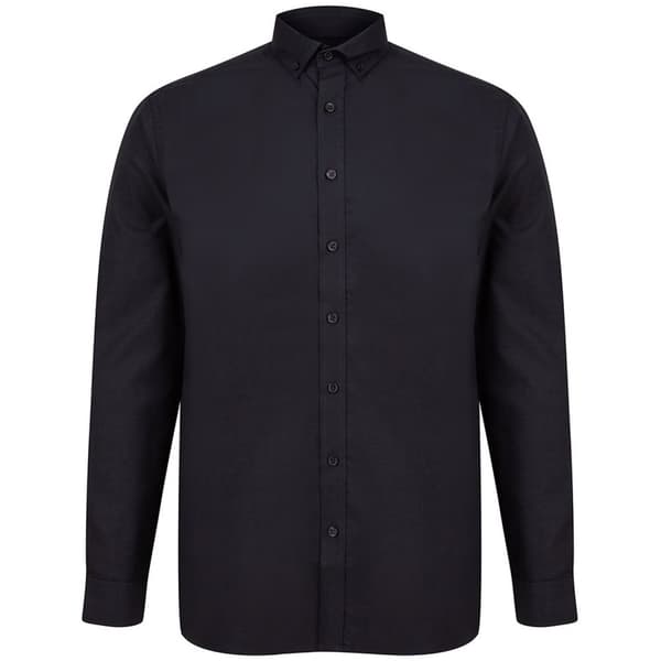 Henbury Modern långärmad Oxford-skjorta med klassisk passform för män