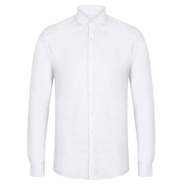 Henbury Modern långärmad Oxford-skjorta med smal passform för män